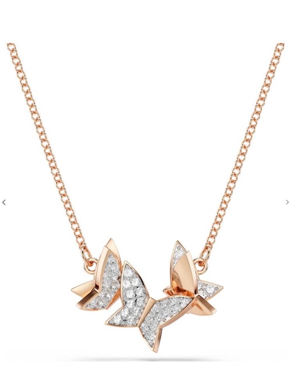 Swarovski Rose Gold Butterfly Trio Crystal Necklace